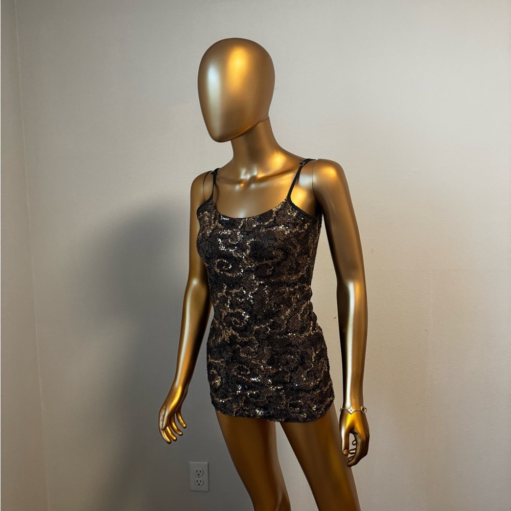 BKE Black and Gold Sequin Dress